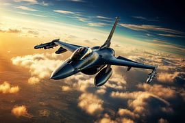 F16-Kampfjet mit atemberaubender Aussicht