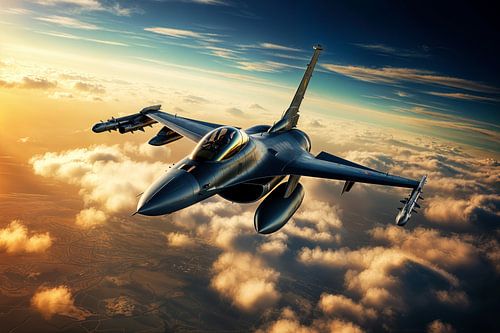 F16 straaljager met schitterend uitzicht