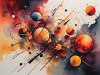 Abstract Circles and Lines in Fiery Colours