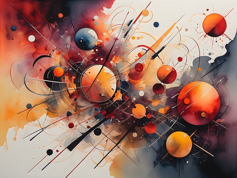Abstract Circles and Lines in Fiery Colours by Bart Veeken
