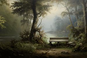 Rastplatz im Wald am See; Der perfekte Platz zum Sitzen