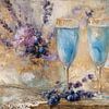 Champagneglazen en Lavendel - Mysterieus Kunstwerk van Joriali Fine Art