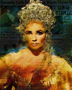 Cleopatra Elizabeth Taylor | Elizabeth Taylor Pop Art van Leah Devora