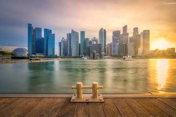 Sonnenuntergang in Singapur I von Rogier Kwikkers