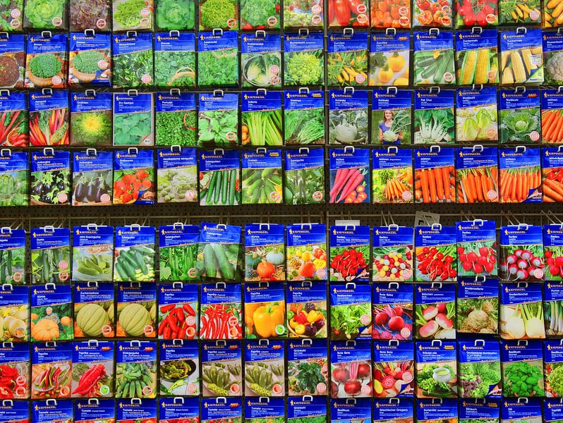 Sélection de sachets de graines de légumes par Edgar Schermaul