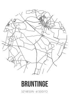 Bruntinge (Drenthe) | Carte | Noir et blanc sur Rezona