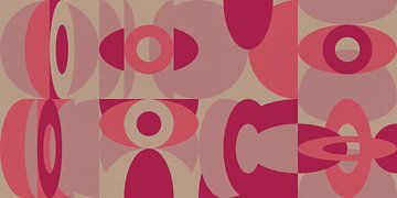 Abstracte retro geometrie in roze, lila, paars, wit. van Dina Dankers