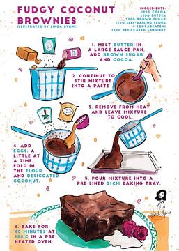 Fudgy kokosnoot brownie recept Poster van PublicArt77