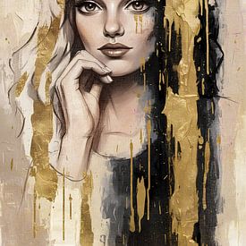 Porträt einer Frau in Gold von Emiel de Lange