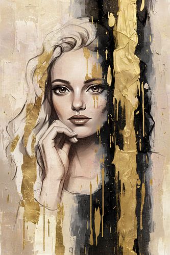 Portret vrouw in goud