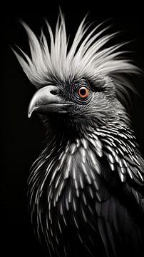 Portrait d'oiseau en noir et blanc art minimaliste de la vie sauvage