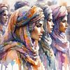 Aquarell Tuareg-Frauen von Chromatic Fusion Studio