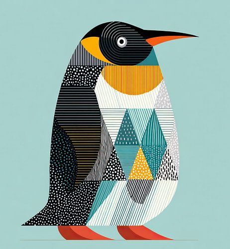 Penguin Animal | Colourful Penguin with Patterns by Abstract Painting