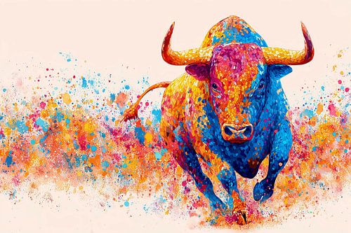 Stier in mozaïekkleuren van ARTemberaubend