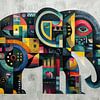 Éléphant abstrait aux couleurs vives sur Thea