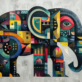 Abstract Elephant in Vivid Colours by Thea