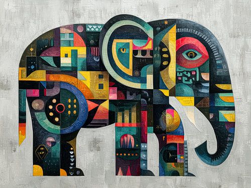 Abstract Elephant in Vivid Colours by Thea