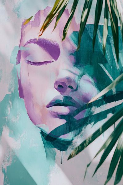 Woman Portrait in Tropical Light Abstract Reflection by Eva Lee