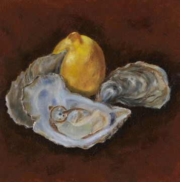 oysters with lemon, oil paint by Astrid van de Ven