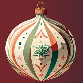 CHRISTMAS ART Weihnachtskugel 2 auf burgunderrotem Hintergrund von Liefs Lian