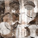 Moderne abstracte vormen en lijnen in bruin, beige en wit. van Dina Dankers thumbnail