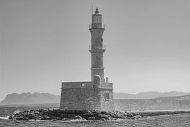 Lighthouse in Chania, Crete (Greece) black & white by Mike Maes