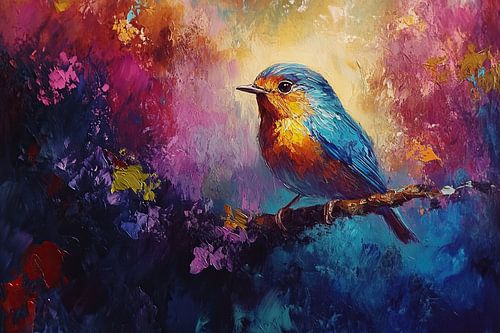 Garden Bird | Colourful Bird with Branch