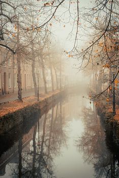 Neblige Straße in Amersfoort