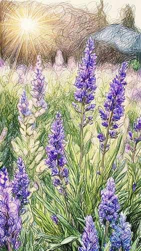 LAVENDEL KRABBELKUNST POTLOODTECHNIEK - METALEN POSTER