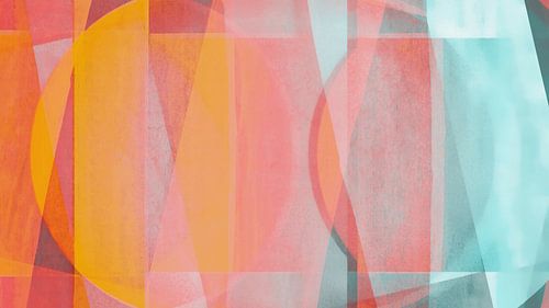 Mid-century Bauhaus shapes in contemporary coral watercolours