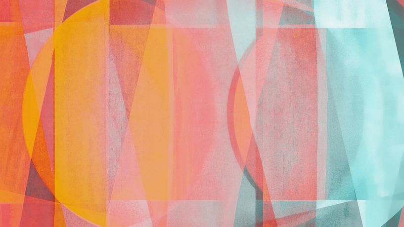 Mid Century Bauhaus Formen in aktuellen Koralle Aquarell Farben von FRESH Fine Art