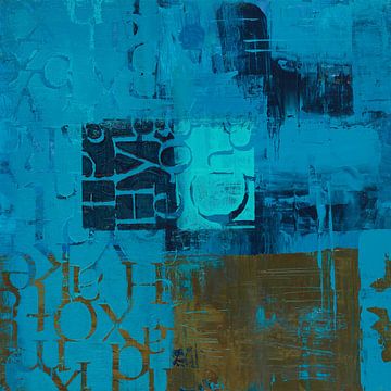 Letters Abstract in Blauw en Bruin van Western Exposure