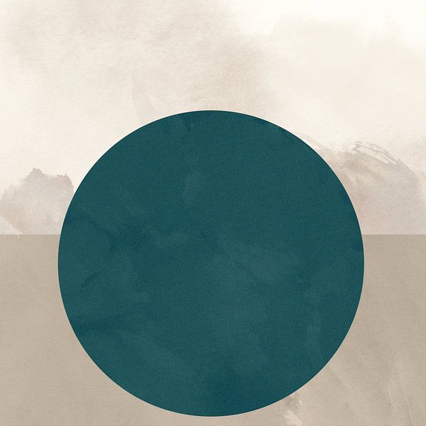 Japanese Wabi Sabi Minimalism in Beige Teal by Mad Dog Art