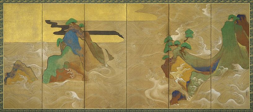 Wellen bei Matsushima (untere Tafel), Tawaraya Sôtatsu von Meisterhafte Meister