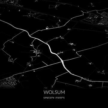 Carte en noir et blanc de Wolsum, Fryslan. sur Rezona