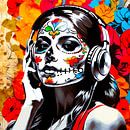 Girl with Haloween Makeup and Headphones by A.D. Digital ART thumbnail