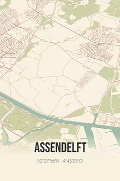 Vintage map of Assendelft (North Holland) by Rezona