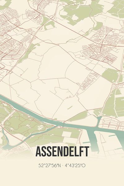 Alte Karte von Assendelft (Nordholland) von Ortsdrucke