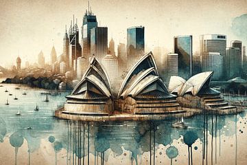 Sydney Hafen: Kulturelle Ikonen in Aquarellfarben von artefacti