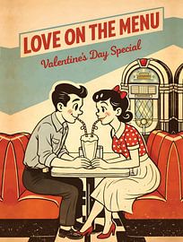 Süße Liebe Soda Shop Retro Milkshake Valentine Grafik Porträt von Ramy Salah Hefny