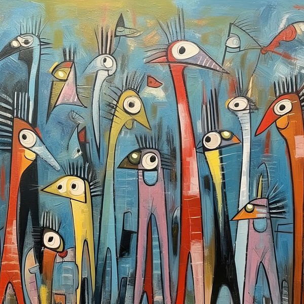 Bunte Vögel malen | Flatterfest von ARTEO Gemälde