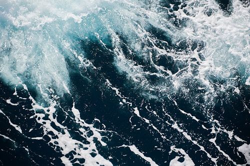 blue green wave in the clear and cool Atlantic, top view