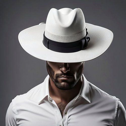 US County staatspolitieman in privé met shirt en hoed - Fotorealistisch schilderij