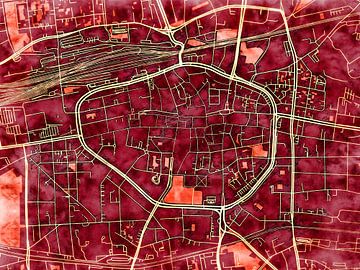 Kaart van Dortmund centrum in de stijl 'Amber Autumn' van Maporia