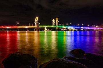 Kampen city bridge illuminated in rainbow colors by Sjoerd van der Wal
