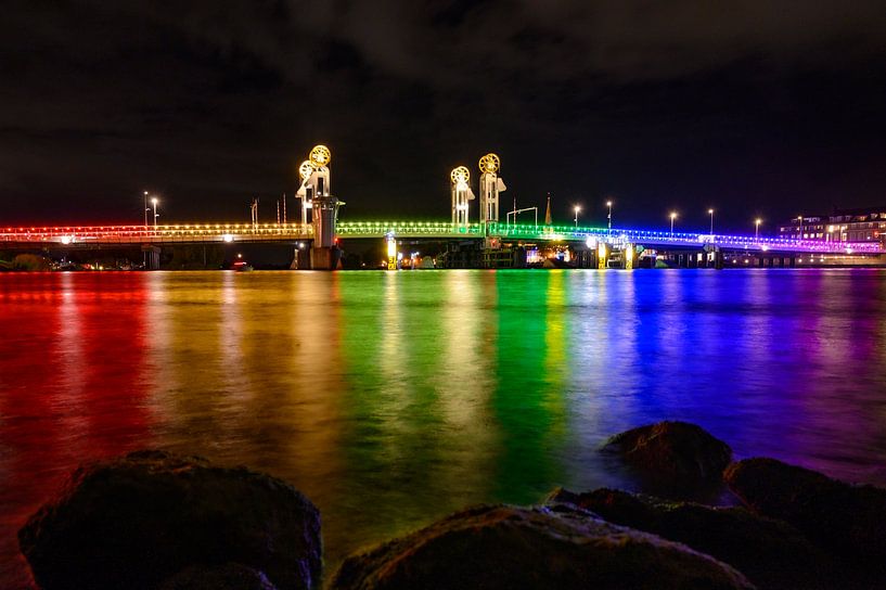Kampen city bridge illuminated in rainbow colors by Sjoerd van der Wal Photography