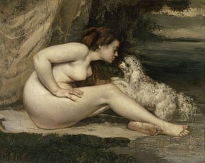 Gustave Courbet - Weiblicher Akt mit Hund (1861 - 1862) von Peter Balan