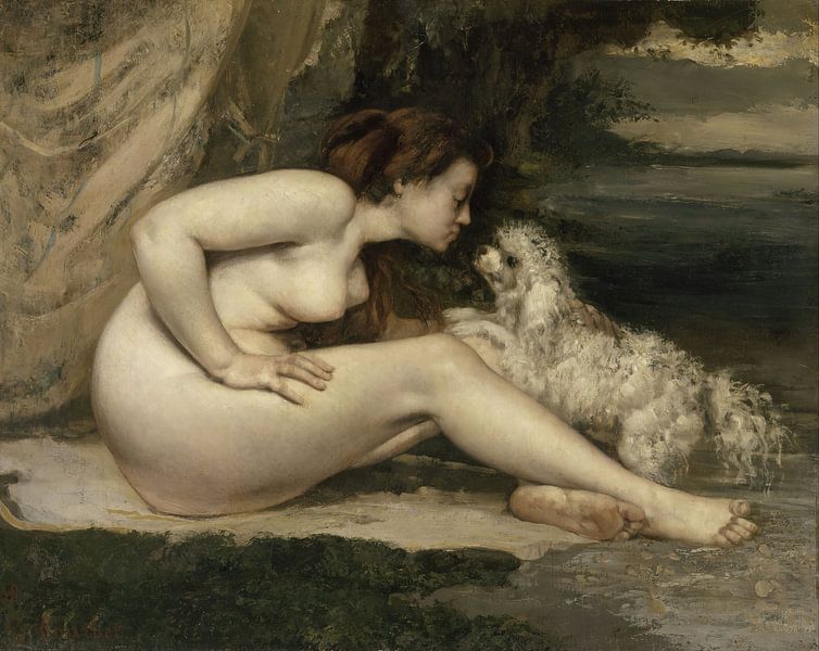 Gustave Courbet - Female Nude with Dog (1861 - 1862) by Peter Balan