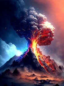 Vulkan Ausbruch Feuer Wolke Berg glühende Lava Himmel