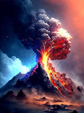 Vulkaanuitbarsting vuur wolk berg gloeiend lava lucht van gm_designs